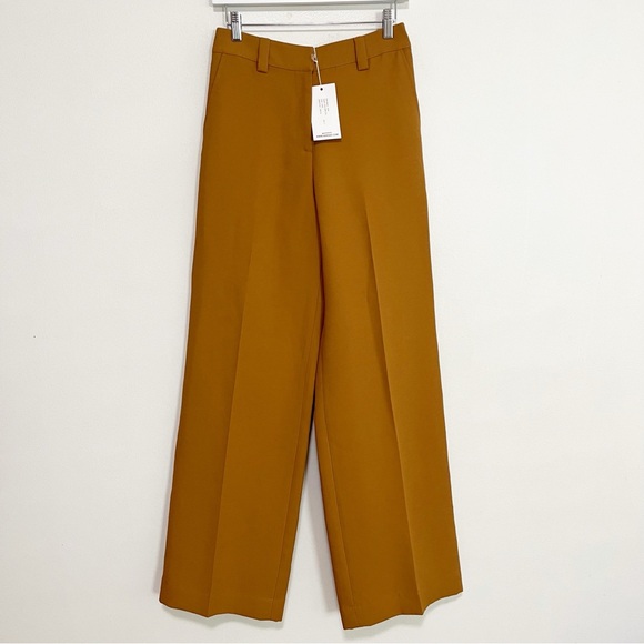 NWT Aknvas Elin Wide Leg Trouser Pant Camel Tan Size 4 - Picture 2 of 9